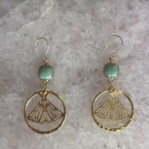 Elegant Gold and Green Dangle Earrings